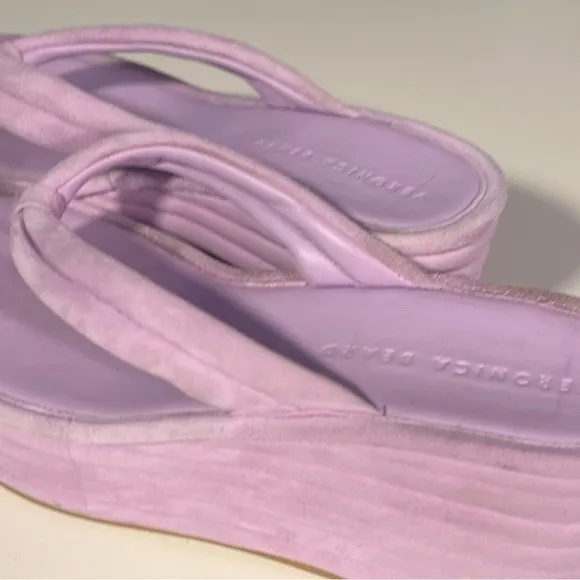COPY - Veronica Beard Geno Lavender Suede Platform Flip Flop Sandals Lavender W…