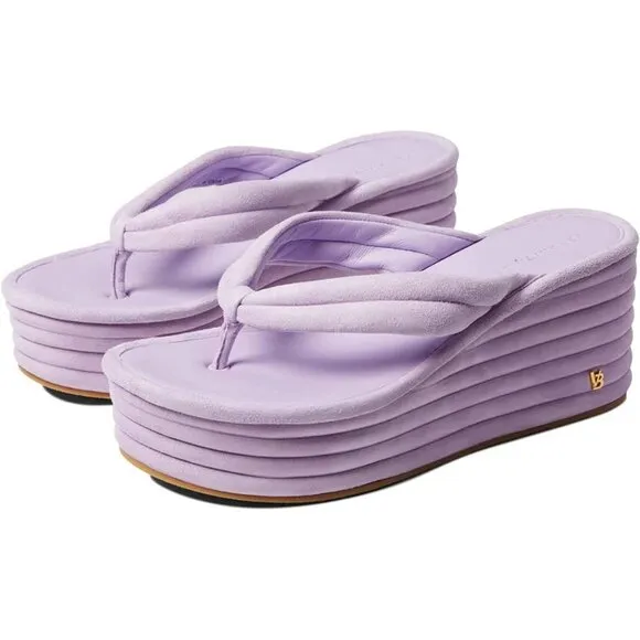 COPY - Veronica Beard Geno Lavender Suede Platform Flip Flop Sandals Lavender W…