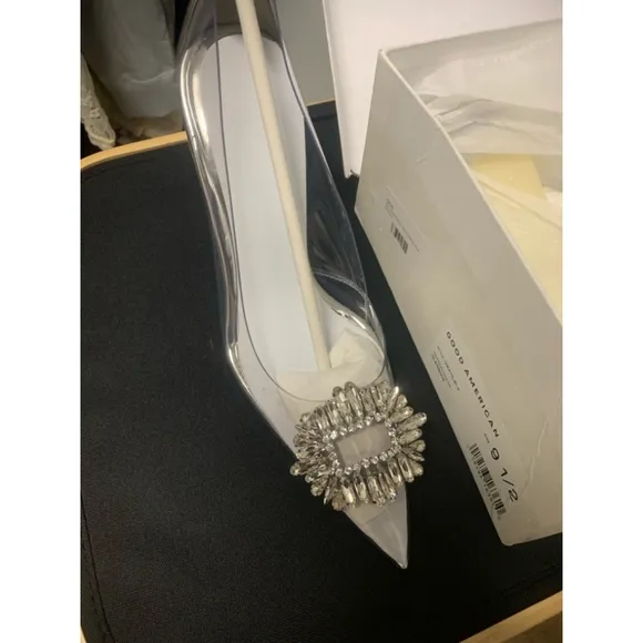 COPY - Womens Good American Heels Size 10.5 Clear Silver