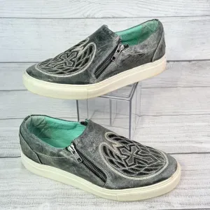 CORRAL Women's Gray Wings &amp;Cross Sequin Inlay Embroidery Sneakers E1552 Size 9.5