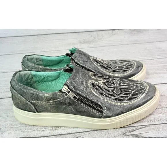 CORRAL Women's Gray Wings &amp;Cross Sequin Inlay Embroidery Sneakers E1552 Size 9.5