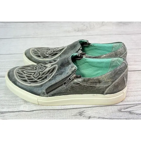 CORRAL Women's Gray Wings &amp;Cross Sequin Inlay Embroidery Sneakers E1552 Size 9.5