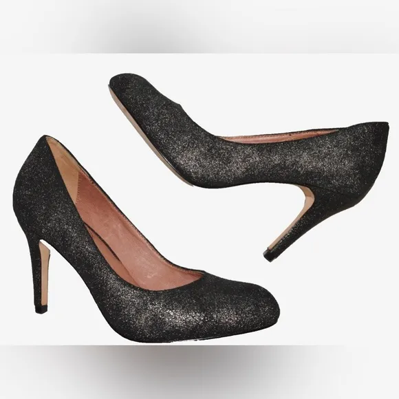 CORSO COMO NEW SIZE 7.5 M DARK GRAY GLITTER LEATHER PUMPS 3.5&quot; HEELS SHOES