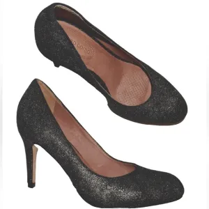 CORSO COMO NEW SIZE 7.5 M DARK GRAY GLITTER LEATHER PUMPS 3.5&quot; HEELS SHOES