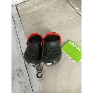Crocs Black W/ Straps Red Crocbands Clog Shoes Kids Size C6