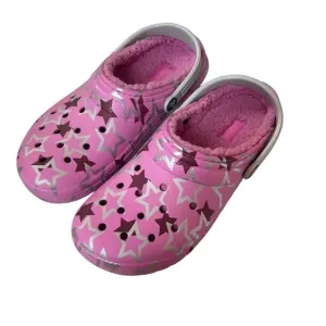 Crocs Classic Lined Disco Dance Party Clog Girl’s J5 Shoe Pink Sandal