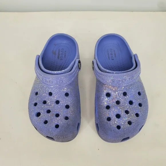 CROCS Toddler Girls Classic Glitter Clogs Size 12C Shoes