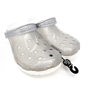 Crocs Translucent Glitter Clogs Women’s Size 12 White Gray Silver Shoe New NWT
