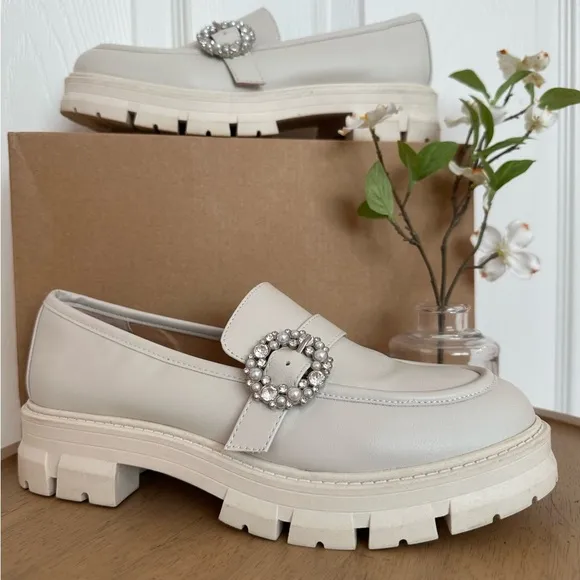 CROWN &amp; IVY ~ Women’s Elegant Slip On Loafers with Crystal Embellishments 7.5