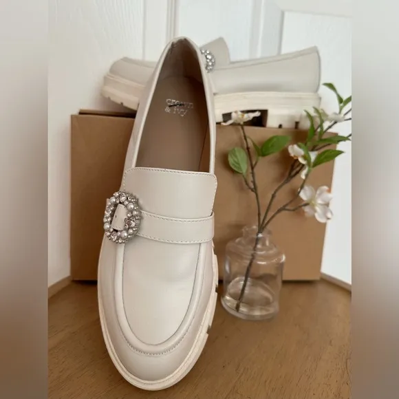 CROWN &amp; IVY ~ Women’s Elegant Slip On Loafers with Crystal Embellishments 7.5