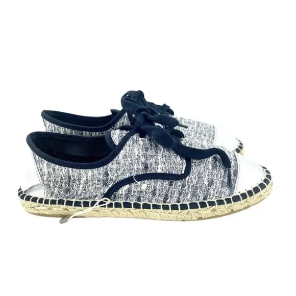 Cuplé Women's Lace Up Espadrille Shoes Silver Metallic Flats SZ 40 EU 9 US NIB