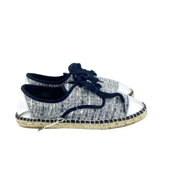 Cuplé Women's Lace Up Espadrille Shoes Silver Metallic Flats SZ 40 EU 9 US NIB