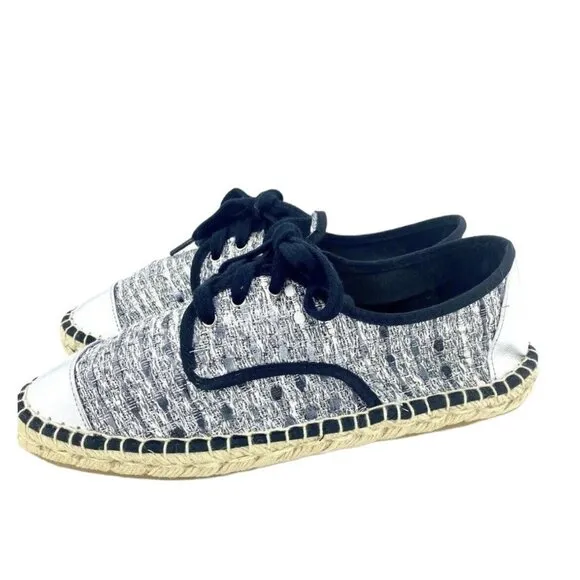 Cuplé Women's Lace Up Espadrille Shoes Silver Metallic Flats SZ 40 EU 9 US NIB