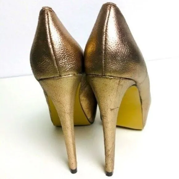 DAGGER Rose Gold metallic sz6M platform stiletto heels BoxI