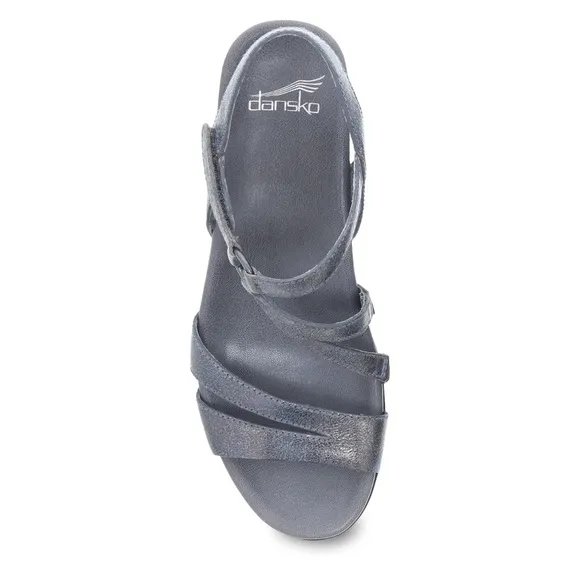 Dansko Addyson Strappy Wedge Sandals in Pewter Size 38 / US 7.5 - 8