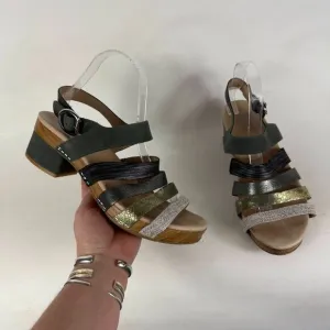 Dansko Maribeth Sandal Women's 9.5 Multicolor Leather Hook &amp; Loop Open Toe