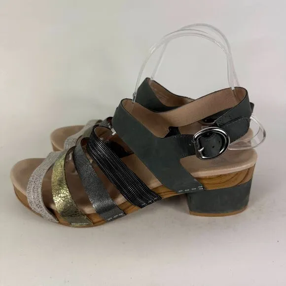 Dansko Maribeth Sandal Women's 9.5 Multicolor Leather Hook &amp; Loop Open Toe