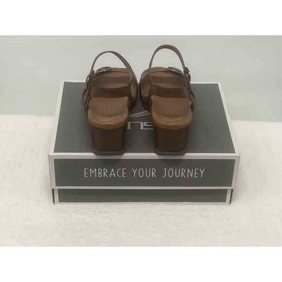 Dansko Women’s Arielle Leather Wedge Sandals Brown Size 41/US 10