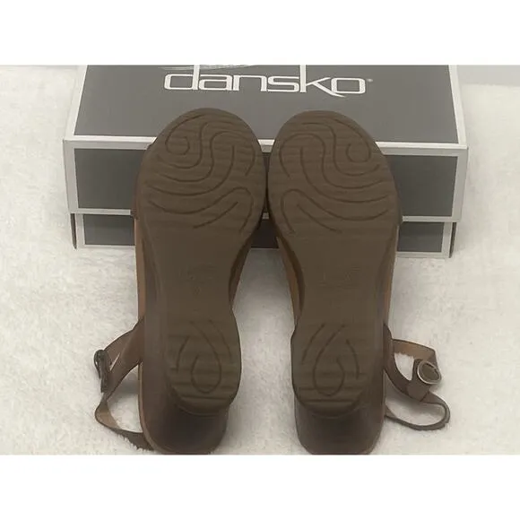 Dansko Women’s Arielle Leather Wedge Sandals Brown Size 41/US 10