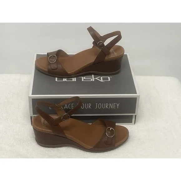 Dansko Women’s Arielle Leather Wedge Sandals Brown Size 41/US 10