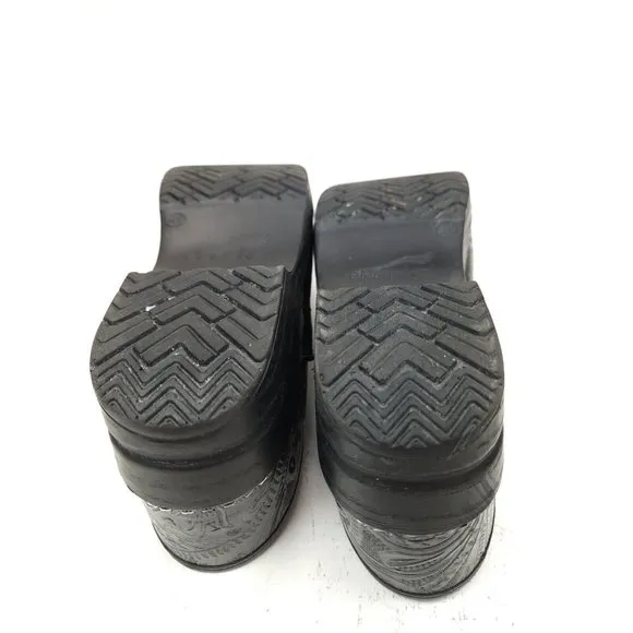 Dansko Womens Staple Clogs Shoes Black Floral Embossed 10.5-11 EUR 41