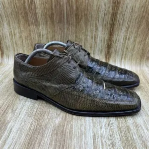 David Eden Turlock Men's Size 10 Genuine Crocodile‎ Lizard Green Dress Shoes