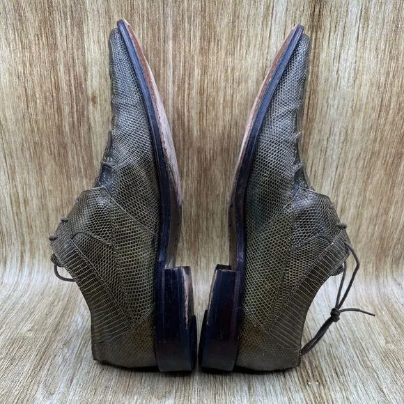 David Eden Turlock Men's Size 10 Genuine Crocodile‎ Lizard Green Dress Shoes
