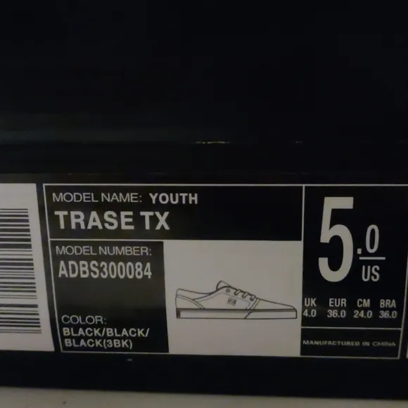DC TRASE TX YOUTH SHOES ADBS30084COLOR BLACK/BLAC