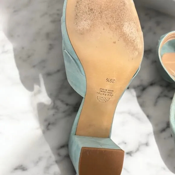 Dee Keller Scala Scalloped Suede Mule Heeled Sandals Size 39.5