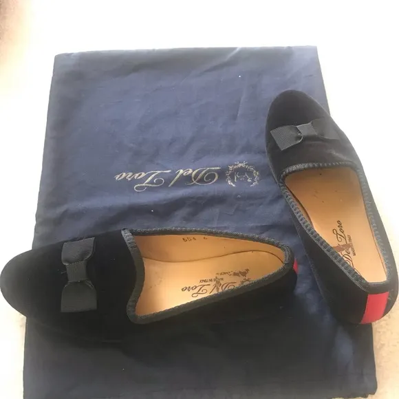 [Del Toro] black velvet shoes with bow tie