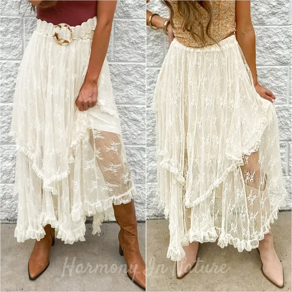 Delicate Drift Lace Midi Skirt