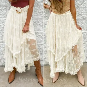 Delicate Drift Lace Midi Skirt