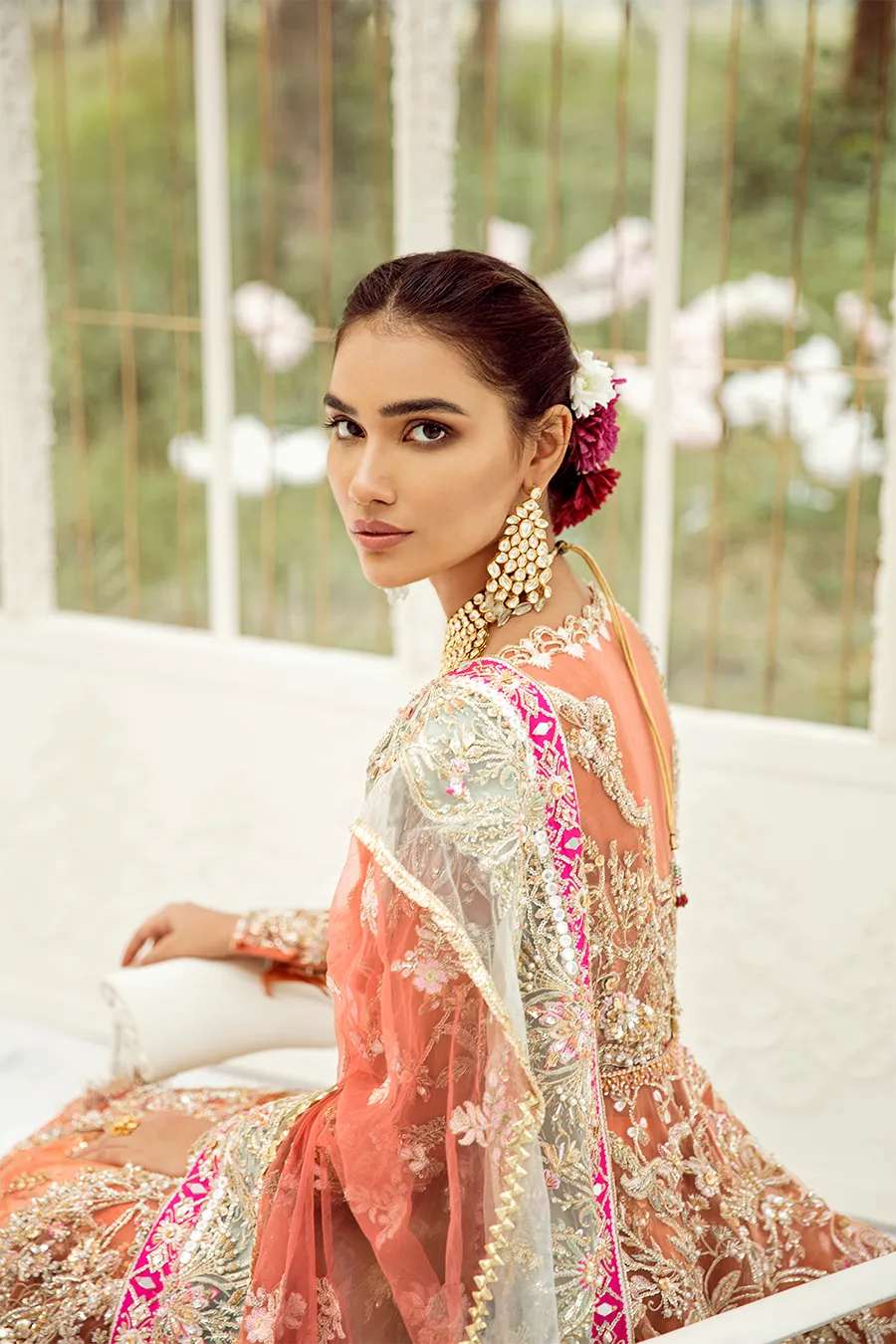 Designer Orange Lehenga Shirt for Indian Bridal Wear