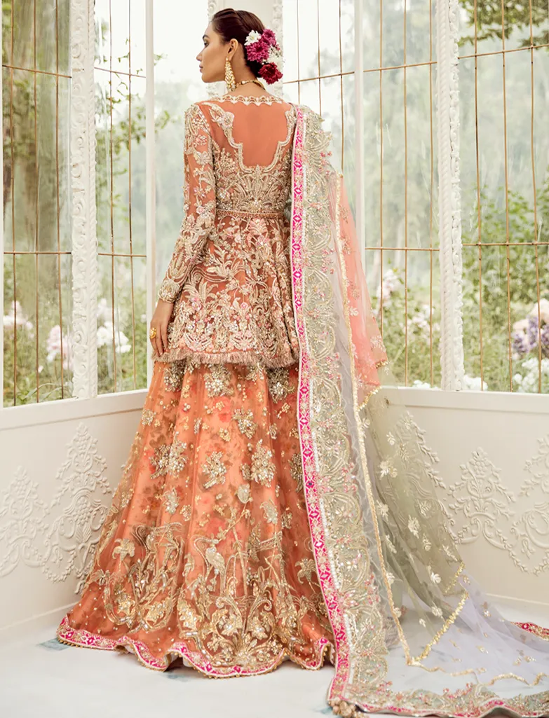 Designer Orange Lehenga Shirt for Indian Bridal Wear