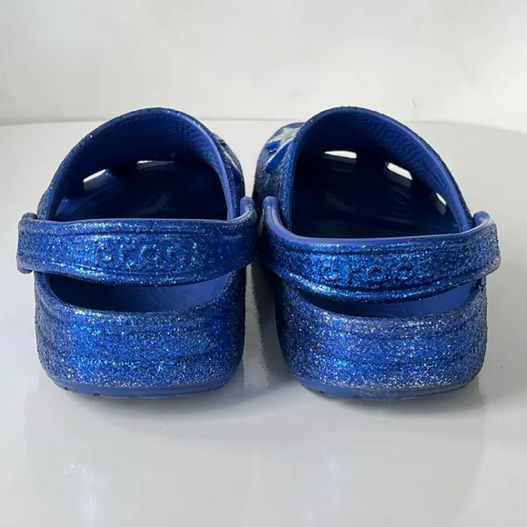 Disney Crocs Sorcerer Mickey Mouse Make a Wish Blue Glitter Clogs Shoes Size 7