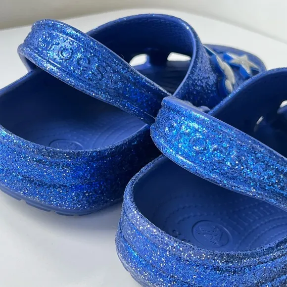 Disney Crocs Sorcerer Mickey Mouse Make a Wish Blue Glitter Clogs Shoes Size 7