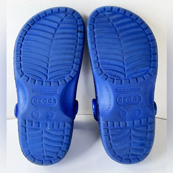 Disney Crocs Sorcerer Mickey Mouse Make a Wish Blue Glitter Clogs Shoes Size 7