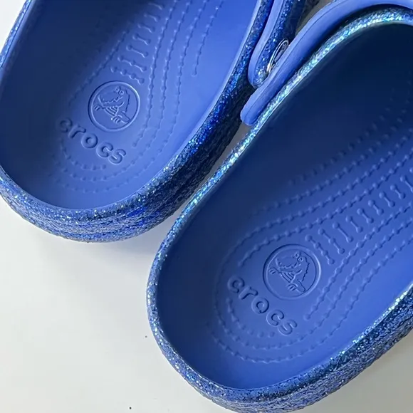 Disney Crocs Sorcerer Mickey Mouse Make a Wish Blue Glitter Clogs Shoes Size 7