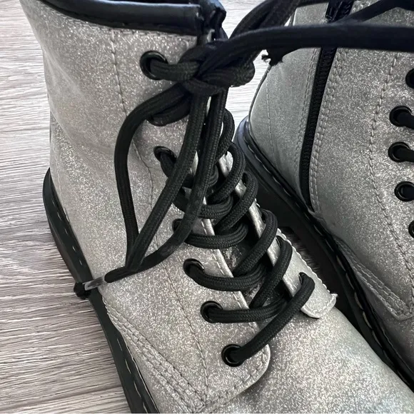Doc Martens 1460 Junior Boot Sparkly Silver Glitter Shoes