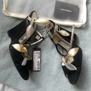 Dolce &amp; Gabbana Black and Gold Women's Sandals