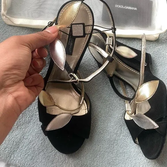 Dolce &amp; Gabbana Black and Gold Women's Sandals