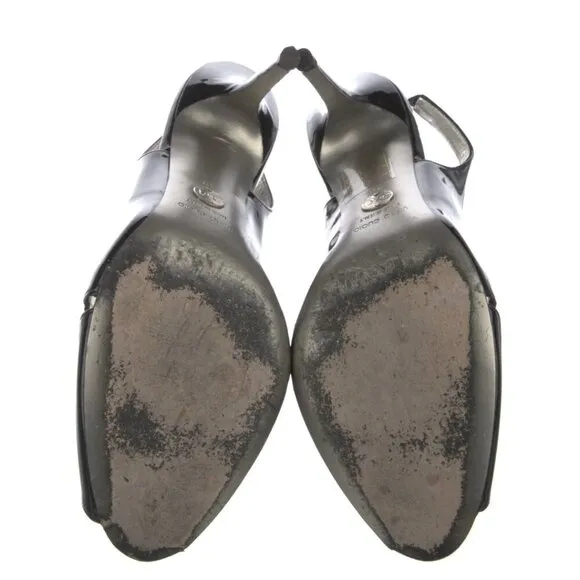 Dolce &amp; Gabbana Black Patent Leather Slingback Pumps Sz 10 | IT 40