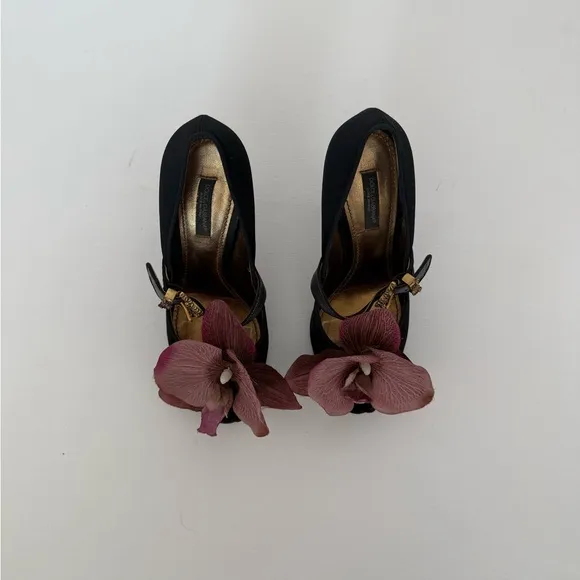 Dolce &amp; Gabbana heels shoes orchid butterfly size 36.5 6.5 Y2K Carrie Bradshaw