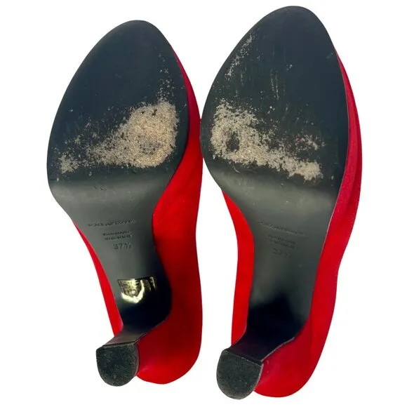 Dolce &amp; Gabbana Red Suede Platform Heels 37.5 COA