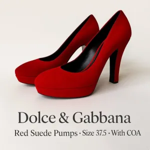 Dolce &amp; Gabbana Red Suede Platform Heels 37.5 COA