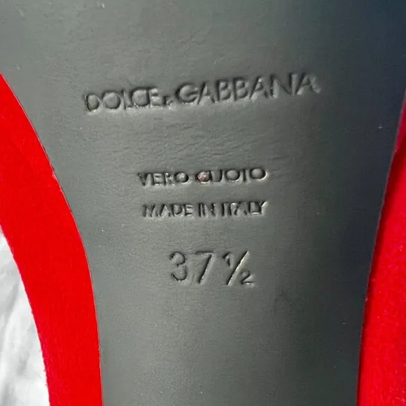 Dolce &amp; Gabbana Red Suede Platform Heels 37.5 COA
