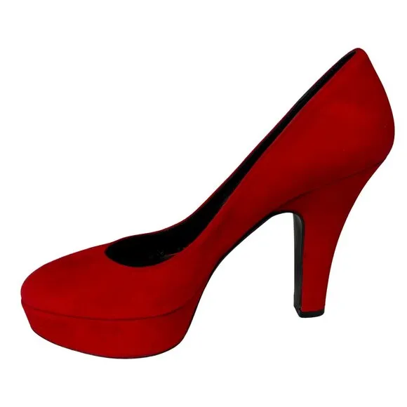 Dolce &amp; Gabbana Red Suede Platform Heels 37.5 COA