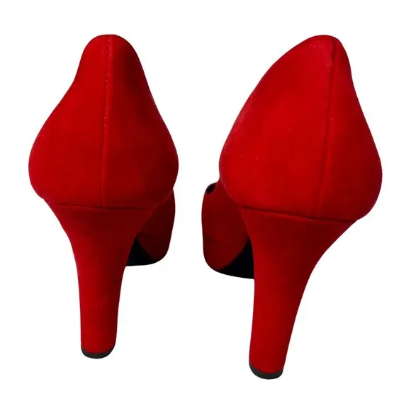 Dolce &amp; Gabbana Red Suede Platform Heels 37.5 COA