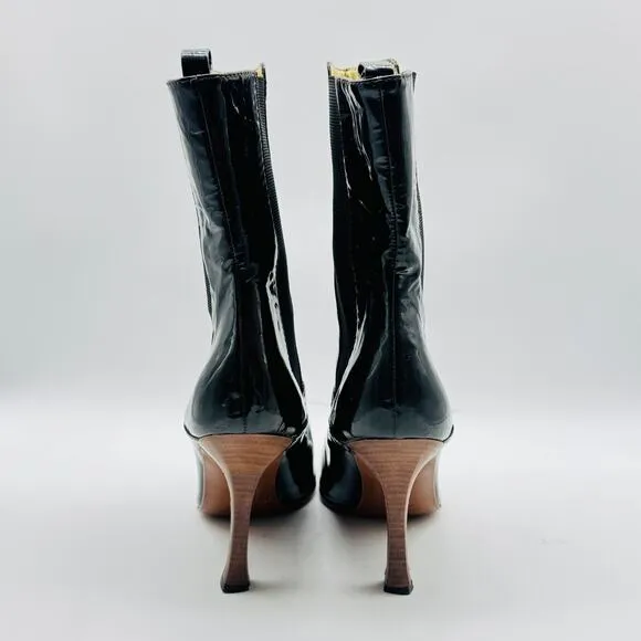 Dolce &amp; Gabbana Shoes Womens EU 38.5 US 8 Black Patent Leather Stiletto Boots