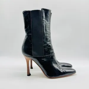 Dolce &amp; Gabbana Shoes Womens EU 38.5 US 8 Black Patent Leather Stiletto Boots